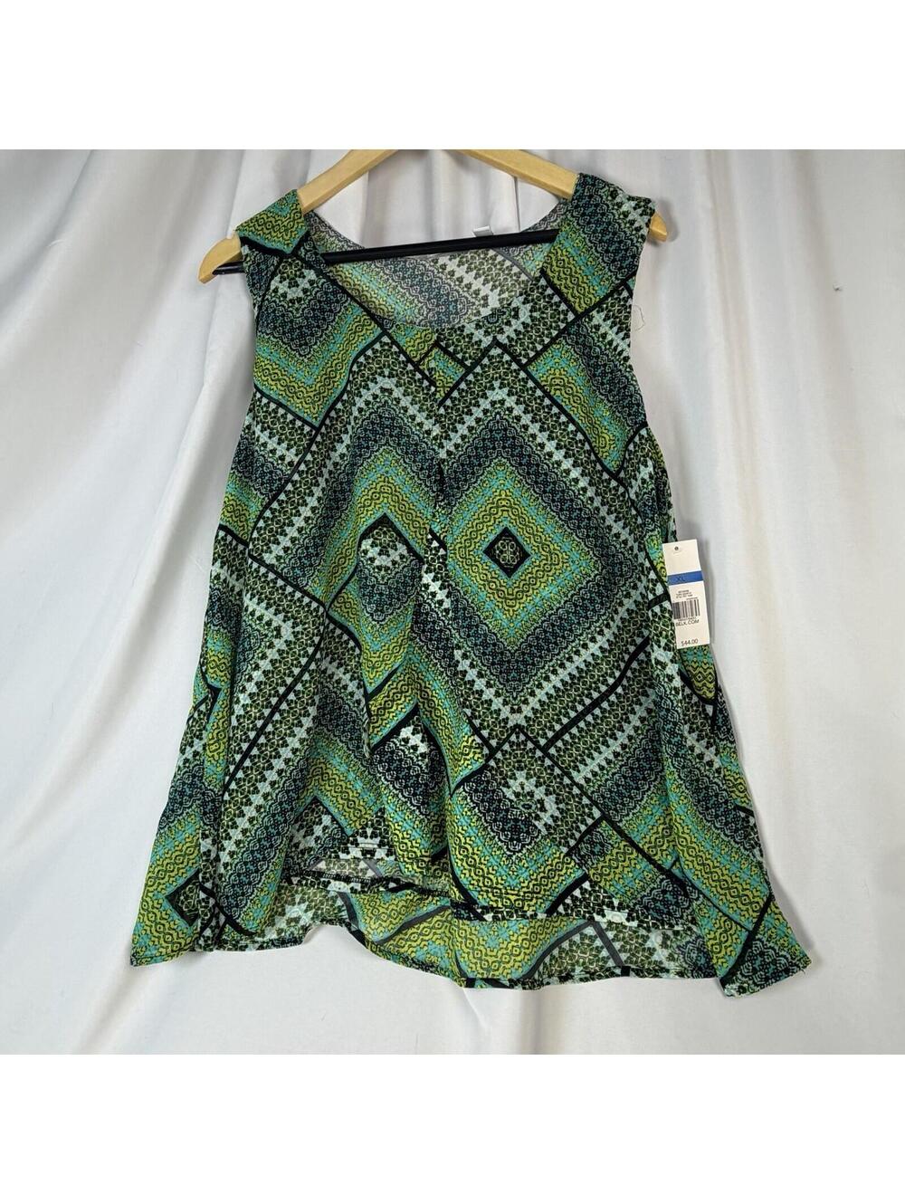 Kim Rogers Womens Blouse Sleeveless Tank Swing Pleated XL Summer Business NWT